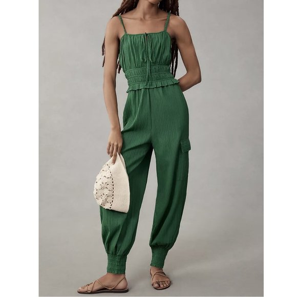Anthropologie Pants - Anthropologie En Saison Rider Smocked Jumpsuit Green - Medium
